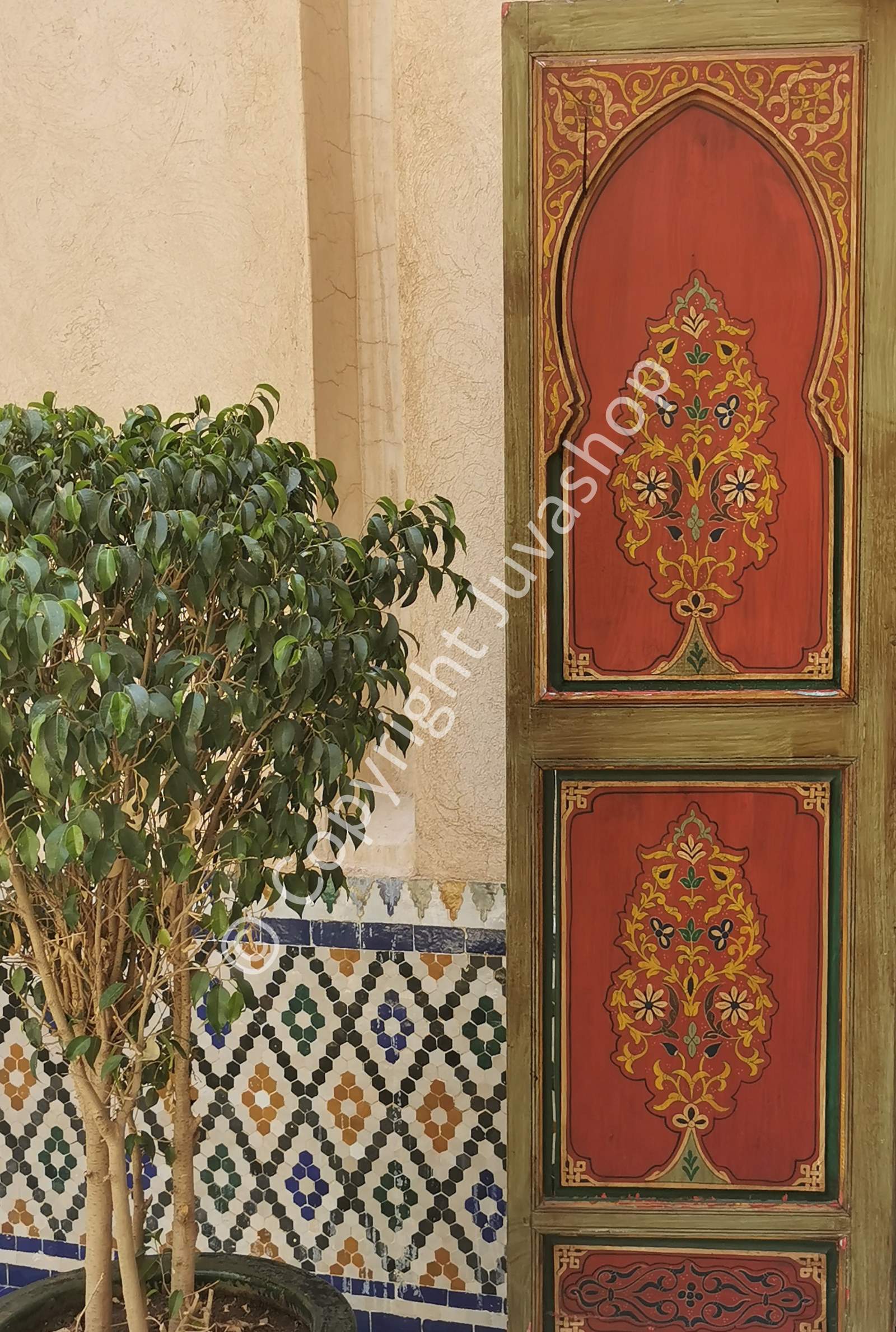 Porte Volet Bois Peint Maroc Zouaq 2.jpg